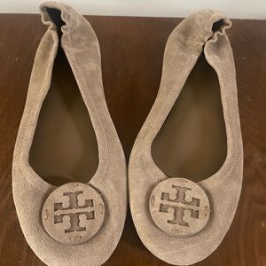 Tory Burch tan suede ballet flats. Size 9.5